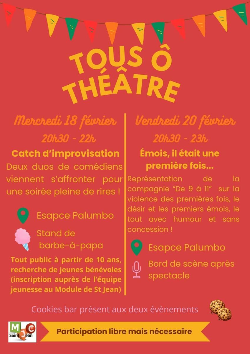 Theatre à Saint Jean 18 et 20 Février 2026