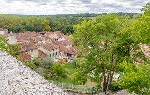 Mauvezin, table d'orientation, vue sur les toits: