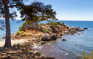 Bandol: sentier du littoral vue la presqu'ile du Capelan