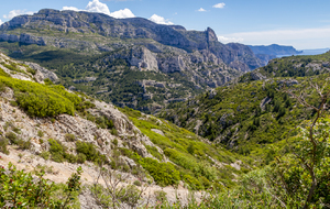 Sur le sentier des crêtes de Morgiou vue sur le Mont Puget