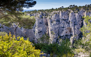 Les falaises du Plateau de Castel Vieil sur la rive droite de la calanque